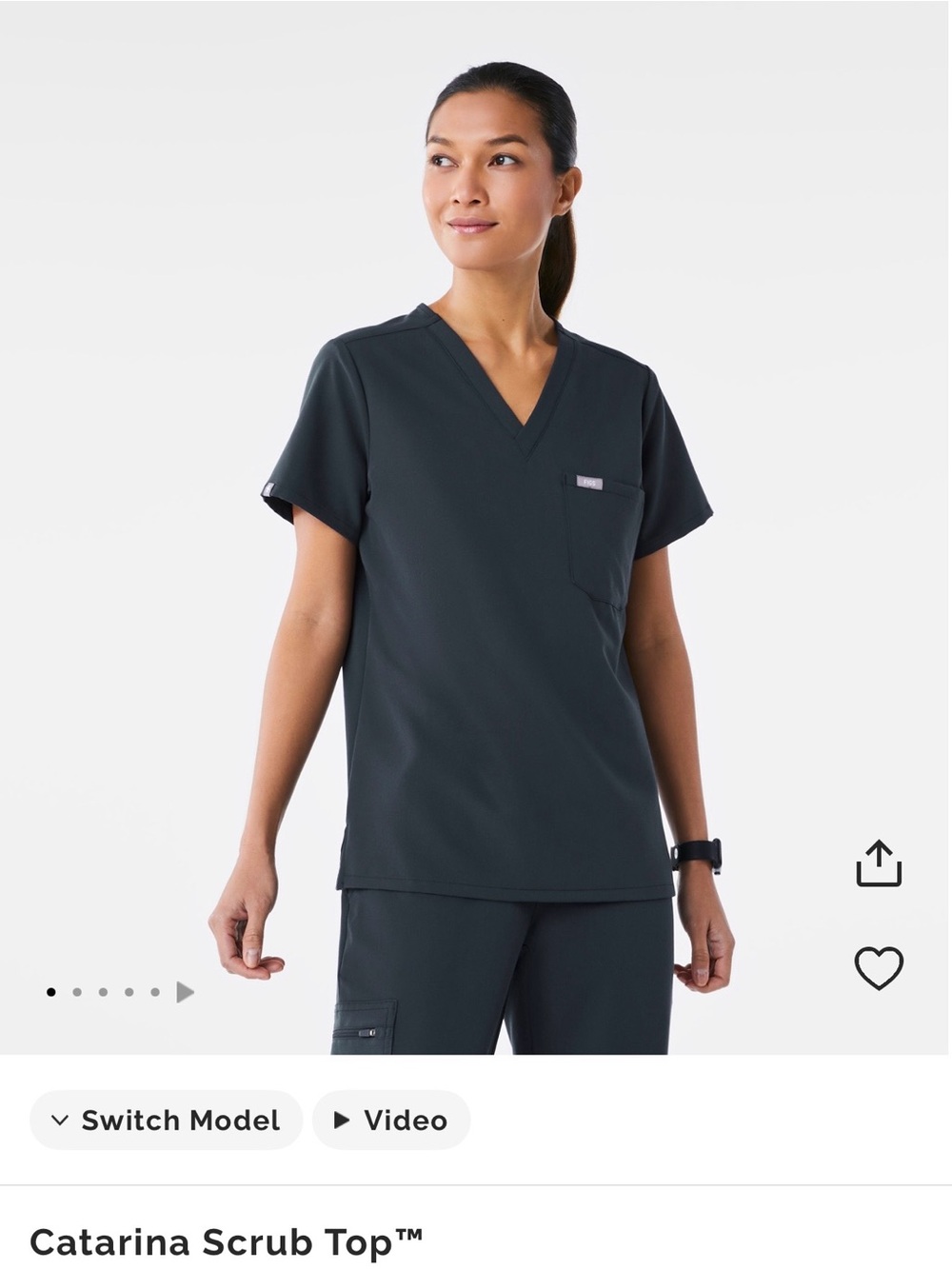 FIGS Catarina Scrub Top(XS), high-waisted Livingston bottoms (S) dark harbor
